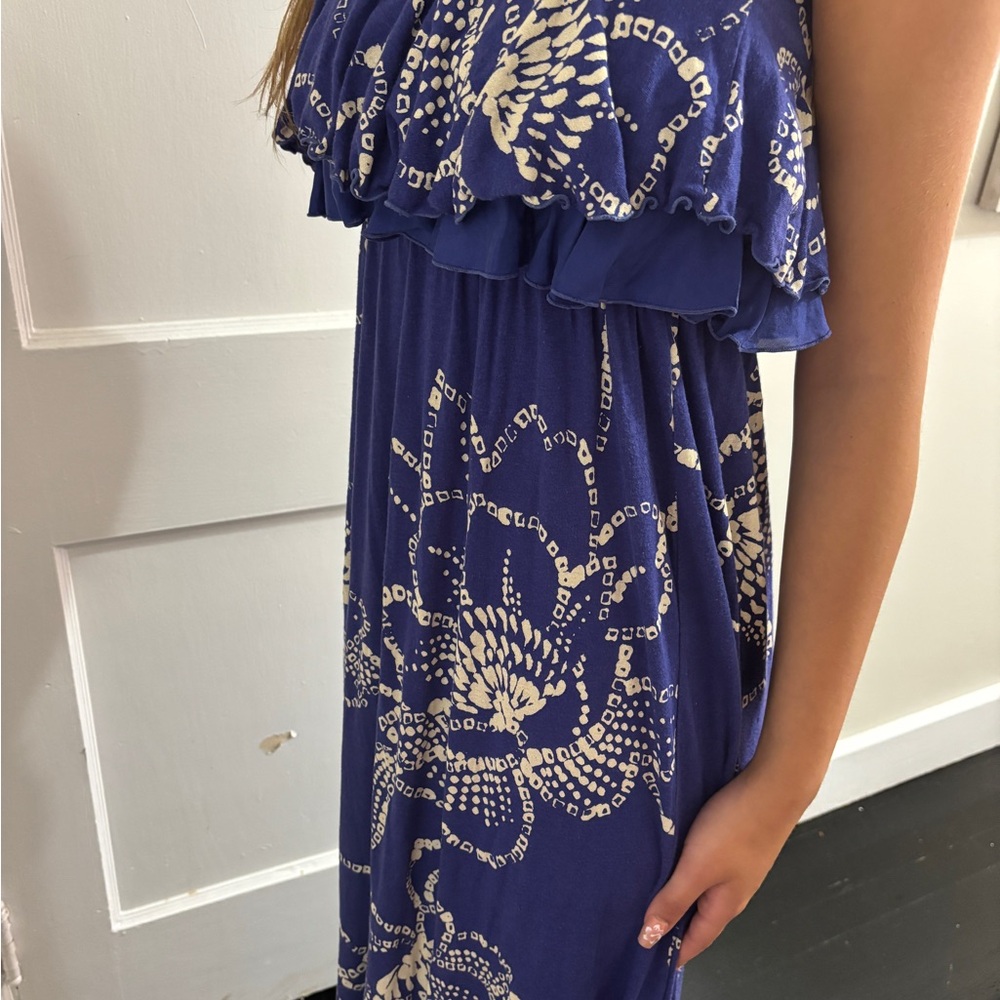 Blue and White Floral Maxi Dress